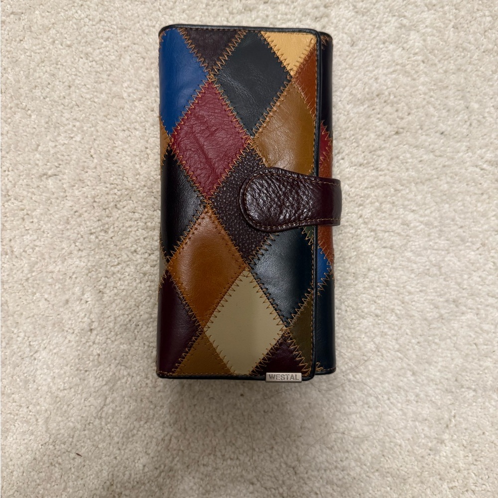 Genuine Leather Colorful Patchwork Wallet